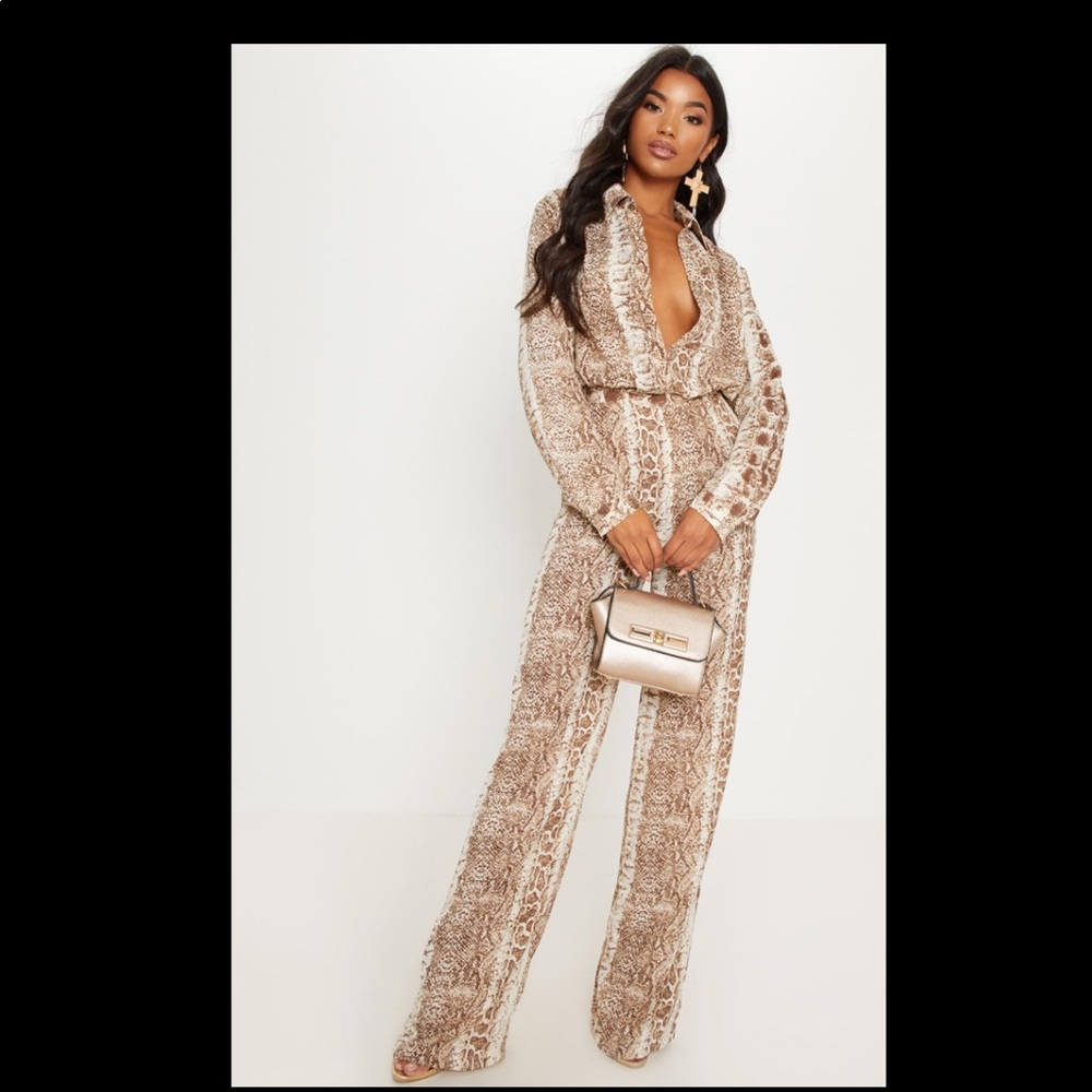 Brown snake print / wide leg pants